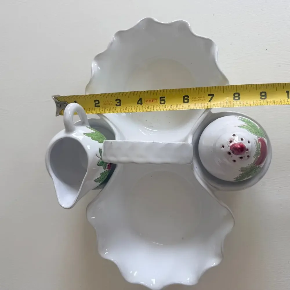 Vintage Italian Pottery Strawberry Creamer Sugar Cottagecore Serving Basket